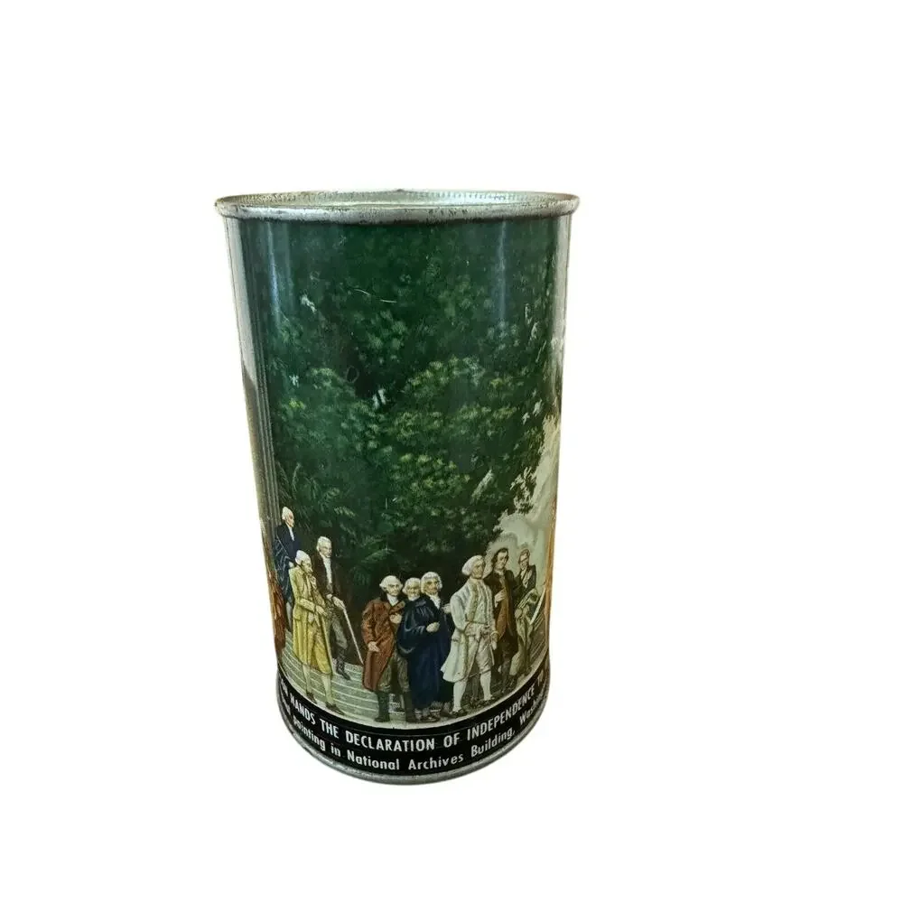 Vintage Tin Bank American Can Co Thomas Jefferson & Declaration of Independence
